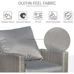 Outsunny Outdoor Rattan Lounge with Coffee Table Set - Grey by Outsunny