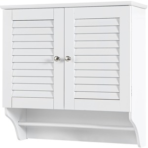 Double Louvered Doors Storage Cabinet - White by Costway