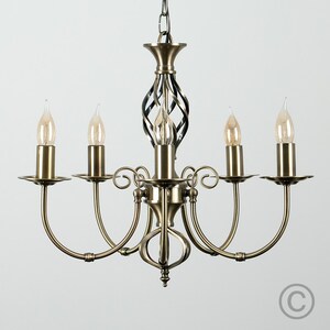 Memphis 5 Way Celling Light Chandelier - Antique Brass by ValueLights