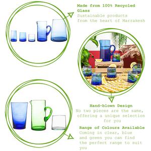 Merzouga Recycled Glass Tumblers with Jug Water Juice Glasses Pitcher - Blue by Nicola Spring