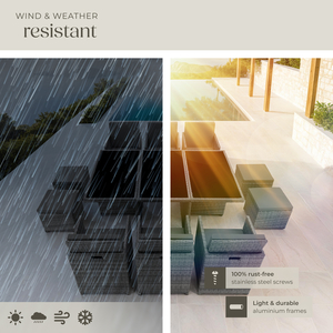 New York Rattan Garden Furniture Set with Protective Cover - Grey by tectake