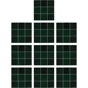 Livingandhome 10-Piece Grid Design Stick-On Wall Tiles - Deep Green by Livingandhome