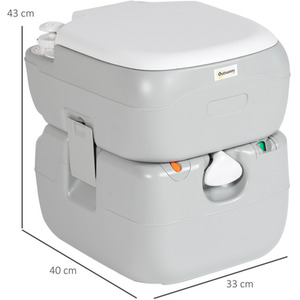 Outsunny Portable Toilet for Adults with Seat, Lid - Grey by Outsunny