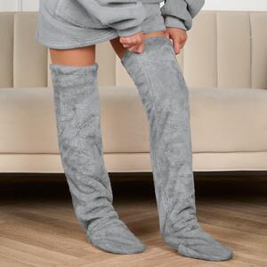 Over Knee Teddy Slipper Socks - Grey by OHS