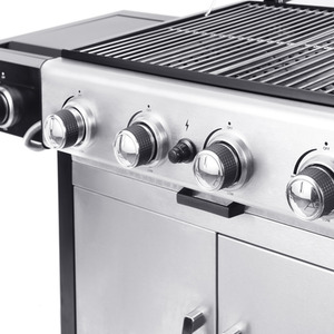 Outdoor Gas BBQ Grill Trolley With Side Shelf - Silvery Black / 134cm by Livingandhome