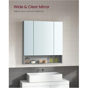 VASAGLE Bathroom Mirror Cabinet - Grey by VASAGLE