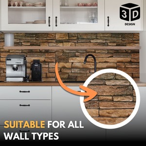 3D Wall Panels (96x48 cm) PVC Cladding Panel with Brickwork Effect by NOVECRAFTO