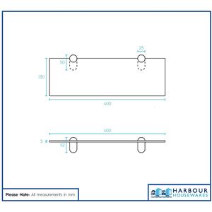 Floating Glass Bathroom Wall Shelves - 40cm - Chrome / 1 by Harbour Housewares