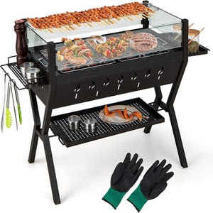 2 in 1 Outdoor Charcoal Fire Pit Grill - Black