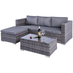 Dunham 4 Seat Rattan Sofa Set with Coffee Table - Grey by Madefor.living