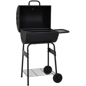 Outdoor Charcoal BBQ Grill with Wheels - Black by Livingandhome