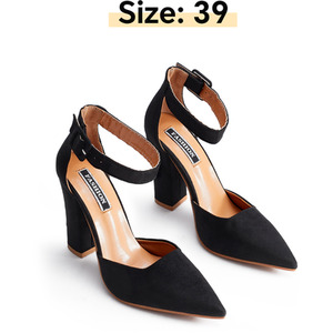 Pointed Toe Ankle Strap Heels by komore