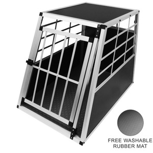 Car Pet Crate - Large Single Door - Black & Silver by Monstershop