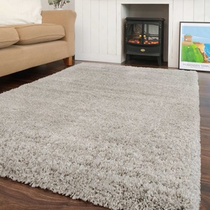Super Soft Silver Shaggy Living Area Rug by The Rug House