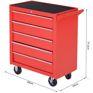 DURHAND Roller Tool Cabinet Stoarge Box - Red by DURHAND