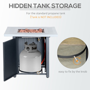 Outsunny Square Propane Gas Fire Pit Table - Black, Grey by Outsunny