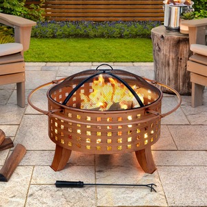 Sunjoy Wood Burning Fire Pit Garden Backyard Outdoor Fire Pit - Cooper / Steel by Sunjoy
