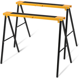 2 Saw Horses Saw Rack - Yellow by Costway