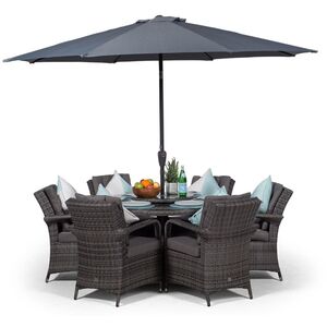 Arizona Round Rattan Patio Dining Set - Grey / 9 by Giardino