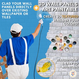 3D Wall Panels (96x48 cm) PVC Cladding Panel Brick Effect by NOVECRAFTO