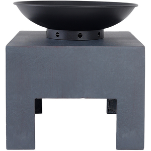 Fire Pit with Metal Fire Bowl and Square Concrete base - Black by Charles Bentley