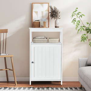 Bathroom Single Door Floor Cabinet - White by Costway