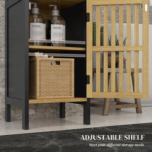 HOMCOM Slim Bathroom Cabinet, Bamboo Storage Cupboard - Black by HOMCOM