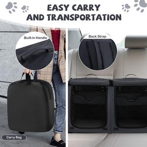 Twin-compartment Pet Carrier - Black by Costway
