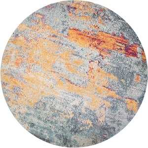 Navy Blue Ochre Distressed Abstract Living Area Rug by The Rug House