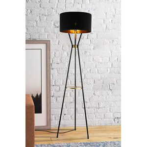Camden Floor Lamp with Shelf - Black and Gold