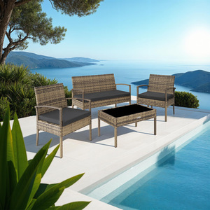 Sparta Rattan Garden Furniture Set - Nature by tectake