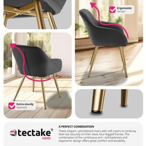 Dining Chair Scandi - Padded Boucle Cover, High Backrest by tectake