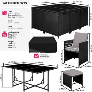 Malaga 641 Rattan Garden Furniture Set with Protective Cover by tectake
