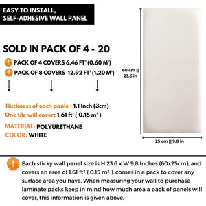 Self Adhesive Padded Wall Panels (60x25cm) Peel and Stick Wall Cushion by NOVECRAFTO