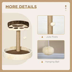 PawHut Cat Tower with Sisal Cat Scratching Post, Cat Claw Shape - Brown by PawHut