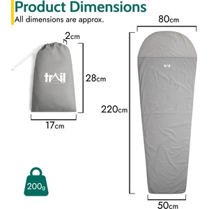 Single Mummy Sleeping Bag Liner - Grey by Trail