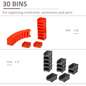 DURHAND 30 Cubbie On Wall Storage Board Tool - Red & Grey by DURHAND