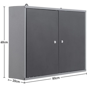 Metal Wall Mounted Lockable Pegboard Tool Cabinet - Black / 2 by Livingandhome