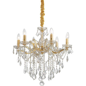 Florian 6 Light Crystal Chandelier Gold Finish, E14 - Gold
