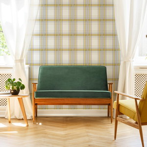 Fresco Iona Check Ochre Wallpaper - Yellow by Fresco