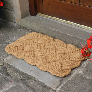 Natural Coir Hand Made Knotted Rope Doormat - Natural by JVL