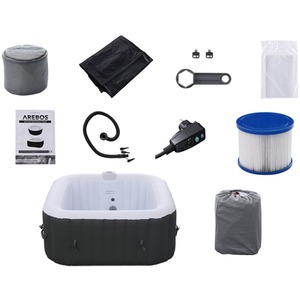 In-Outdoor Whirlpool Square Spa Pool Hot Tub Inflatable - Black by Arebos