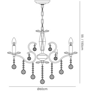 Zinta Ceiling Pendant Chandelier 6 Light French Gold, Crystal - French Gold