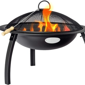 Cast Iron Fire Pit Bowl for Wood Charcoal - Black