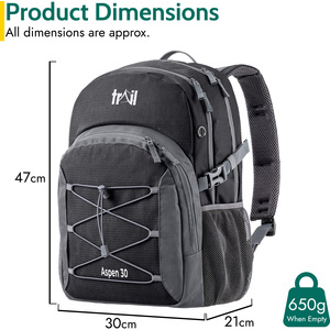Aspen 30L Camping Backpack - Black by Trail