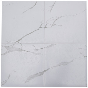 12-Piece Self-Adhesive PVC Marble Floor Tiles - Light Grey by Livingandhome
