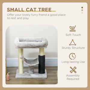 PawHut Cat Tree with Scratching Posts Bed Perch Self Groomer Toy - Grey by PawHut