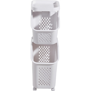 Multi Tier Laundry Baskets with Wheels and Rack - White / 75cm by lifeideas