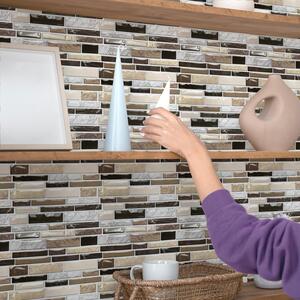 Stone Glossy Mosaic 3D Stick on Tile Sticker - Brown by Walplus