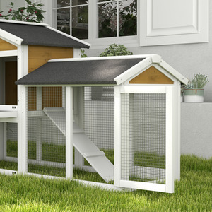 PawHut Wooden 2 Tier Small Animal Hutch - Natural by PawHut